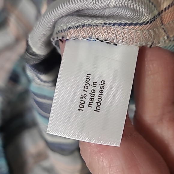 NWT Lane Bryant Blue & Pink Plaid Button-up Blouse with elastic waist size 18/20 - Picture 4 of 7